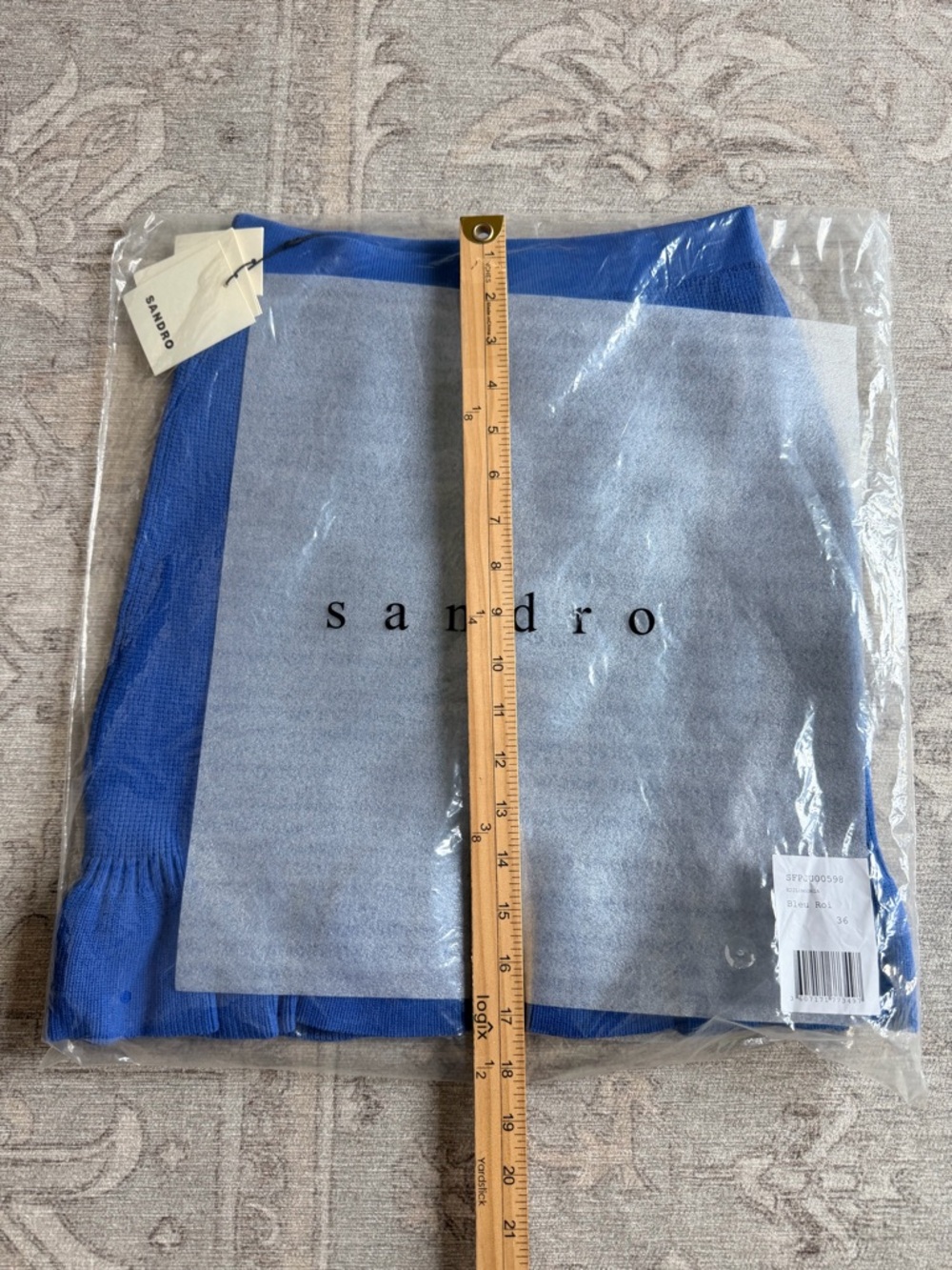 SANDRO 4 Blue Longoria Ruffle Hem Short Skirt Stretch Bodycon $235 NEW designer - Picture 5 of 10